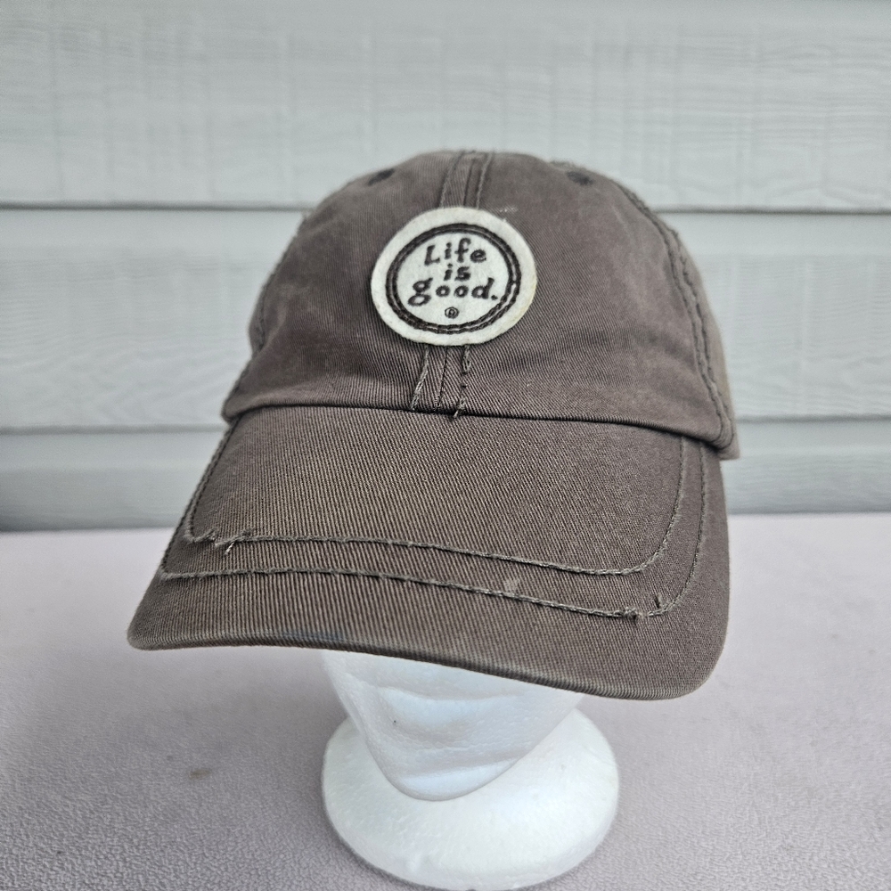 Life Is Good Hat Baseball Cap Strapback OS Adjustable Brown Logo Outdoor